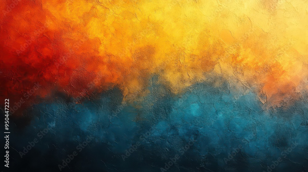 Sticker abstract gradient backdrop vibrant orange seamlessly blends into cool blue and sunny yellow textured