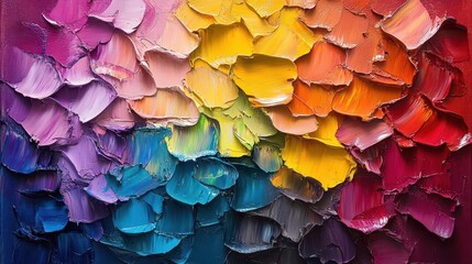 abstract painting with vibrant rough brushstrokes in a kaleidoscope of colors textured canvas and bold palette knife techniques create a dynamic and expressive composition
