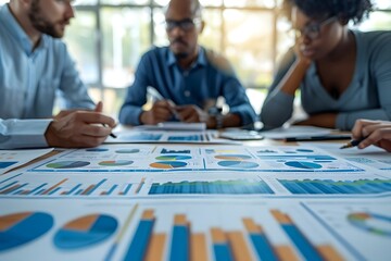 Business Team Meeting Room Strategy Charts Graphs Growth Discussion