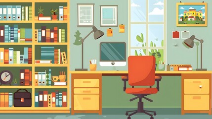 Modern Home Office Desk With Computer And Chair