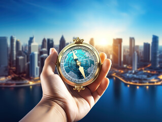 Business holding compass of navigate on global economic crisis to resume business growth, Rethink