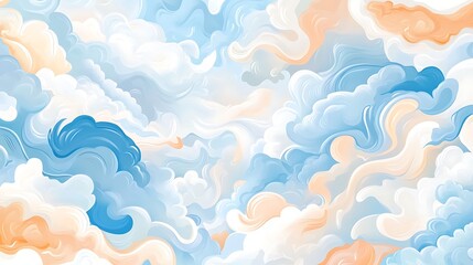 Abstract Blue and Peach Clouds Background