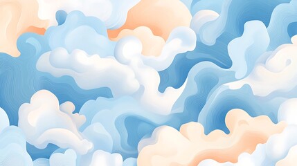 Abstract Blue and White Swirling Cloud Background