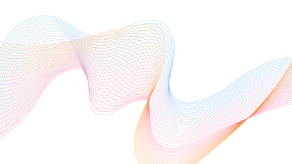 Futuristic colorful blend wave lines on transparent background. Technology abstract lines on white background. Undulate Grey Wave Swirl, frequency sound wave, twisted curve lines with blend effect.	