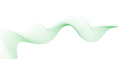 Abstract colorful green lines on a white background. Futuristic colorful blend wave lines on transparent background. Modern colorful flowing wave lines and glowing moving lines.	