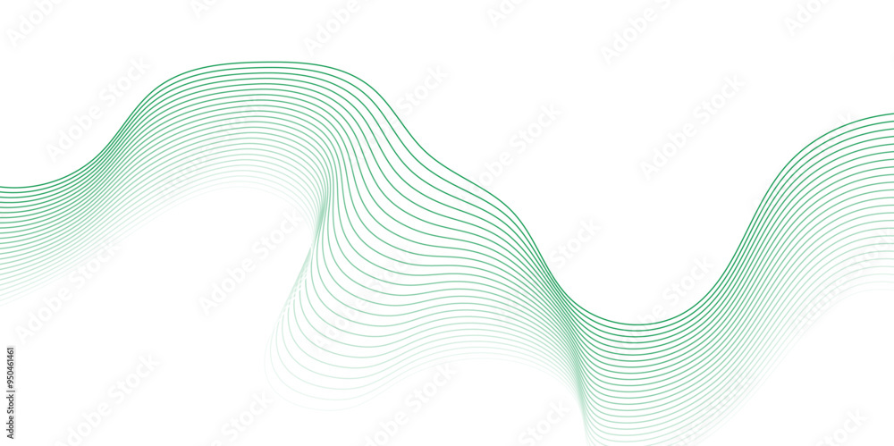 Aufkleber abstract colorful green lines on a white background. futuristic colorful blend wave lines on transpa