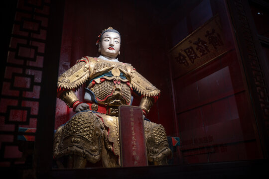 wooden buddhist scultures in buddhist temple