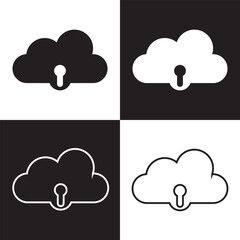 Cloud Unlock icon. isolated on white and black background. Vector illustration. EPS 10