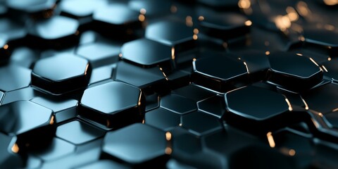 Fototapeta premium Shiny metallic hexagonal pattern.