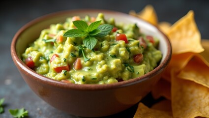 Savory Guacamole Dip with Crunchy Tortilla Chips