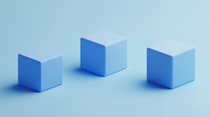 Fototapeta premium Three Blue Cubes on a Light Blue Background