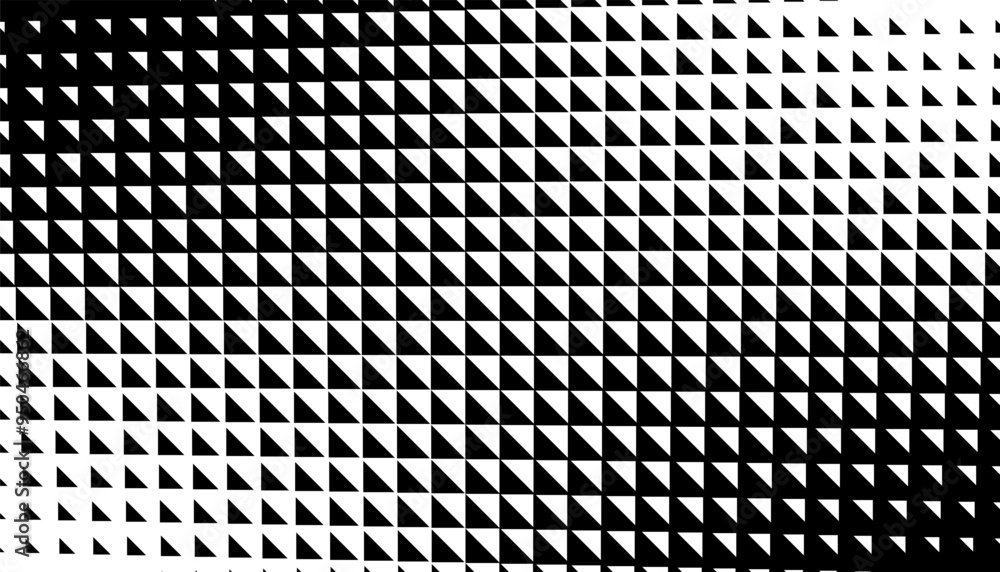 Poster smooth transition of triangle shape pattern. black isolated on white background. vector format illus