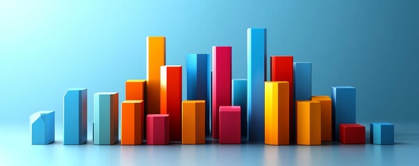 Obraz premium Abstract colorful bars chart representing growth and data.