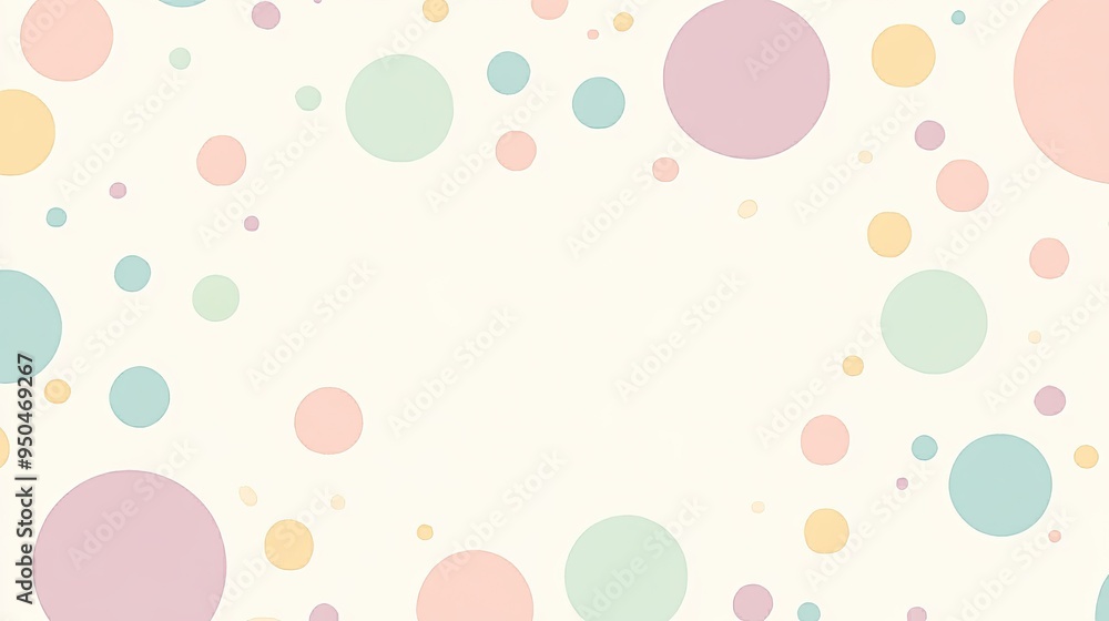 Fototapete a cute, polka-dotted background in pastel shades with a central blank space for text. the design is 
