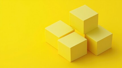 Abstract Yellow Cubes on a Vibrant Background