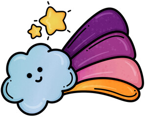 Cute Groovy Cloudy Rainbow