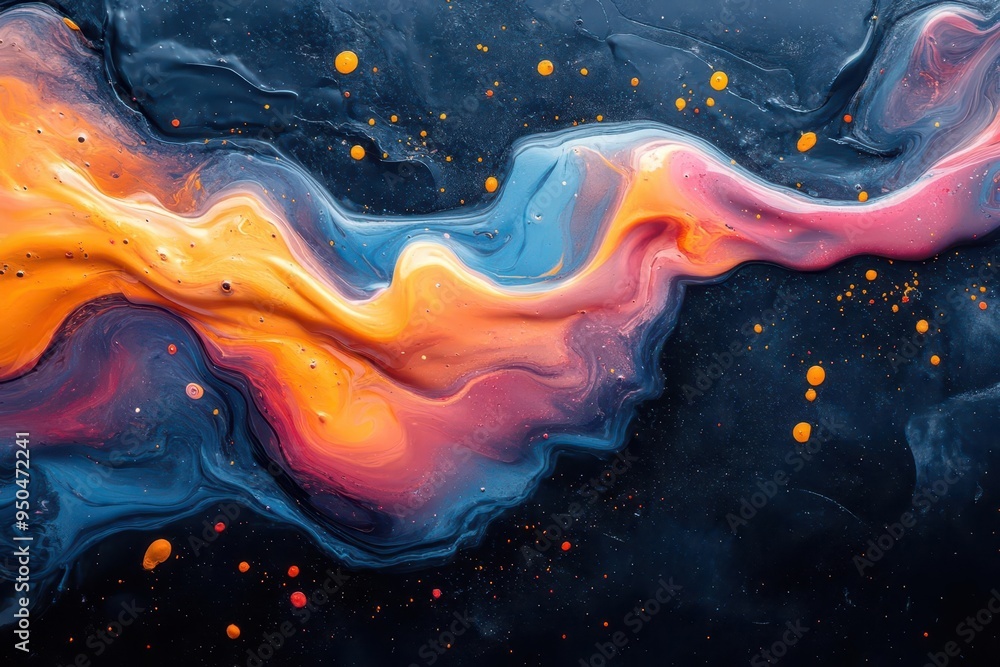 Wall mural abstract explosion of vivid paint splatters dynamic swirls of color creating a mesmerizing fluid art