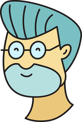 Beard Man Avatar Comic Character Style
