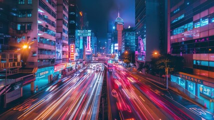 Obraz premium Neon Cityscape Lights