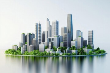Obraz premium Urban growth, modern skyline expansion, infrastructure development, 3D illustration