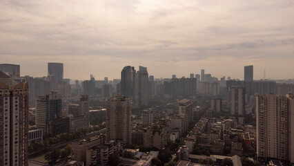 aerial view of buildings in the modern city of Chengdu  China