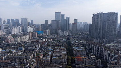 aerial view of buildings in the modern city of Chengdu  China