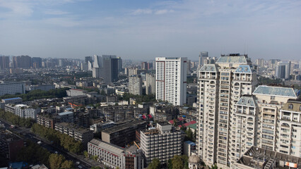 aerial view of buildings in the modern city of Chengdu  China