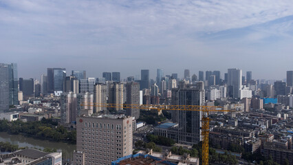 Fototapeta premium aerial view of buildings in the modern city of Chengdu China