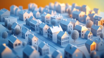 Obraz premium A miniature model of a suburban neighborhood with houses and trees