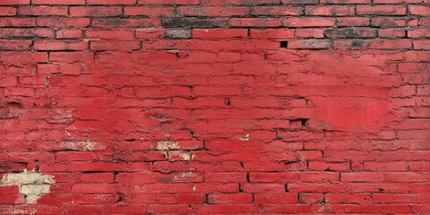 Obraz premium A red brick wall with some missing bricks.