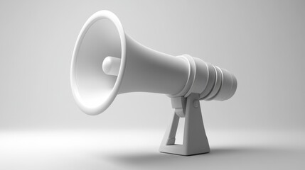 A white megaphone on a white background, isolated.