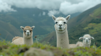 Fototapeta premium llama in the mountains