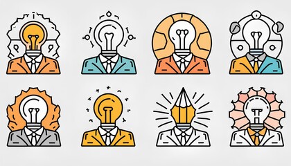 The image is a set of eight different cartoon faces