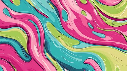 Abstract Swirls of Pink  Green  and Blue