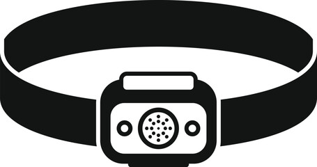 Black silhouette of a head torch for working in the dark, isolated on a white background