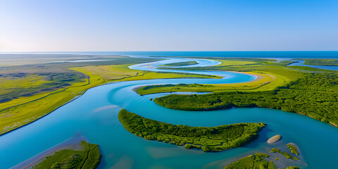 aerial view of green river