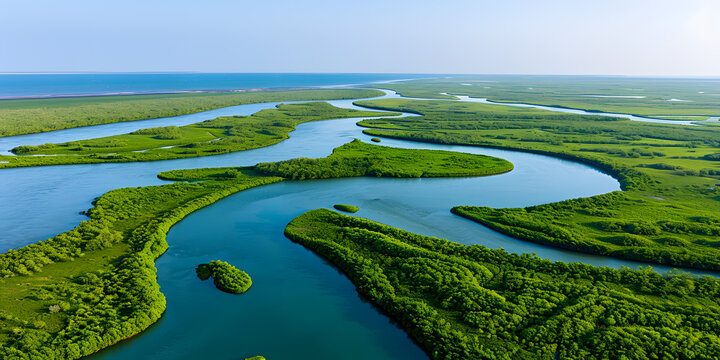 aerial view of green river