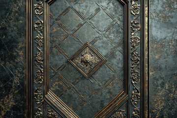 A Stunning 3D Render of an Exquisite Bronze Door Adorned with Elaborate Patterns and Rich Textures in a Mysterious Design