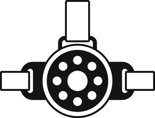 Simple black style icon of a knee brace used for rehabilitation of leg injuries