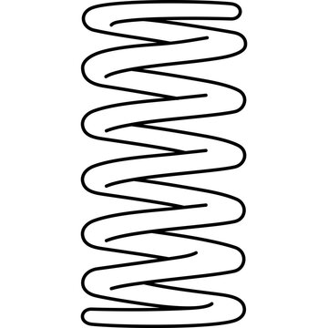 Spiral compression spring, isolated on white background.  Vector outline icon.