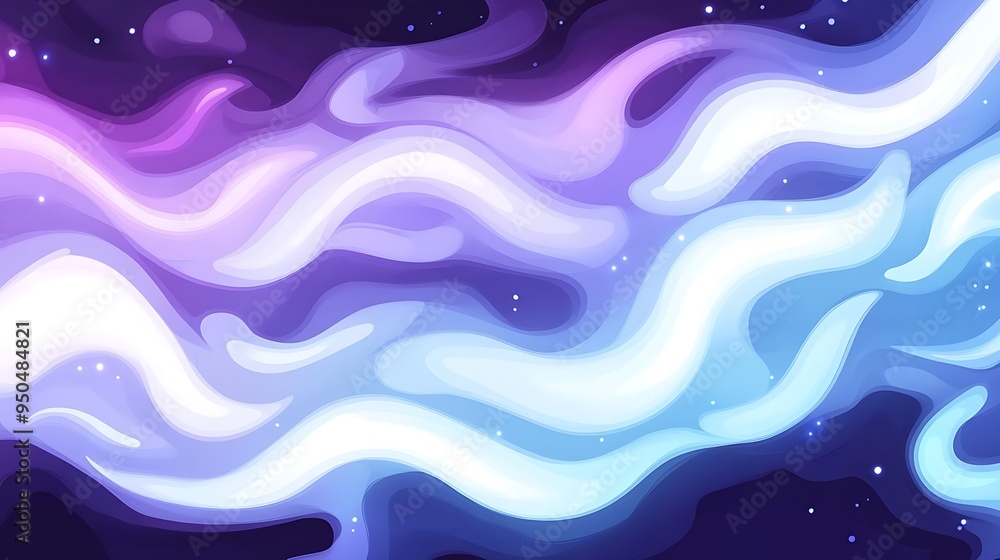 Poster abstract purple and blue wavy background with glowing lights