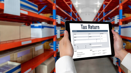 Online tax return form for submitting individual income tax return form snugly on the internet website. Government web for tax payment and return. Taxation technology concept.