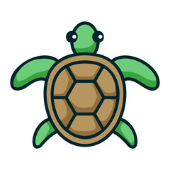 Cute cartoon sea turtle isolated