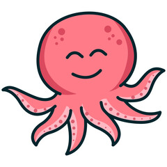 Pink octopus cartoon character 