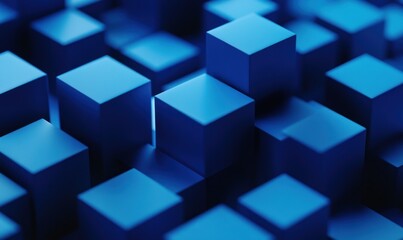 Obraz premium Abstract Blue Cubes Pattern