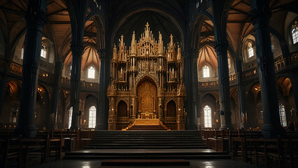 Naklejka premium Grand throne-like architecture for worship, showcasing impressive design and reverence