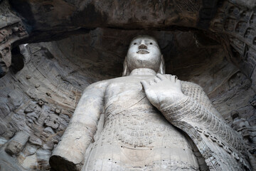 great stone buddhas in Yungang grottoes in Datong,  China
