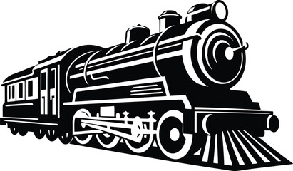 old train vector silhouette illustration on a white background