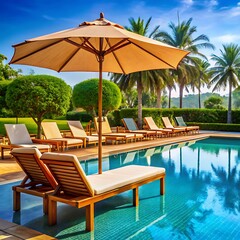 Pool with a hammock area