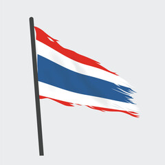 Torn and Ragged Thailand National Flag